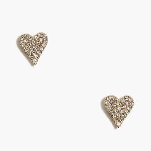 J. Crew Pavé Crystal Heart Stud Earrings/NWT